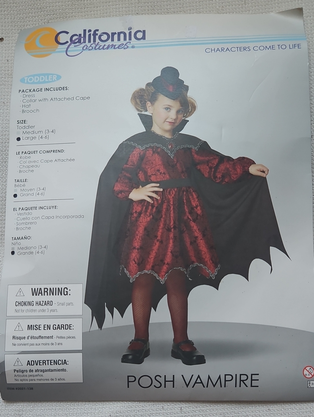 California Costumes Posh Vampire Toddler Costume - Red, Black Small 4-6